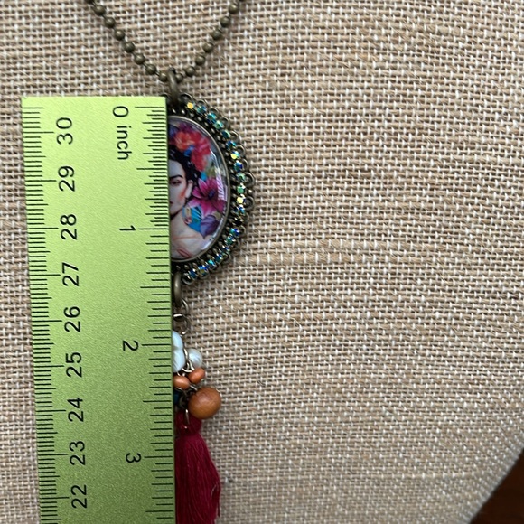 Freida Resin Cabochon handmade pendant with ball chain 22” - Picture 5 of 9
